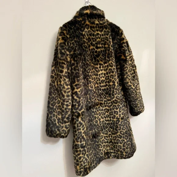 * 💕SOLD* Luxury The Kooples Leopard Faux Fur Coat Small - Picture 16 of 17